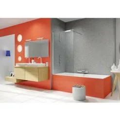 KINEDO Soldes 2022 28 Pare-baignoire Fixe Verre Transparent - 1 Ventail - 140 X 80 Cm - Ibiza - Kinedo