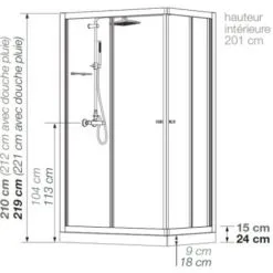 KINEDO Cabine De Douche Rectangulaire Eden Aux Portes Coulissantes, 100 X 80, 18 9 KINEDO Cabine De Douche Rectangulaire Eden Aux Portes Coulissantes, 100 X 80, 18 -KINEDO Soldes 2022 3369469 5