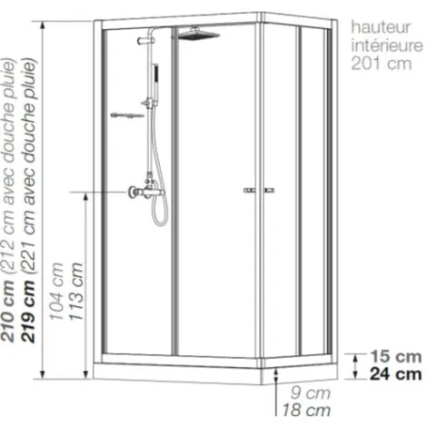 KINEDO Cabine De Douche Rectangulaire Eden Aux Portes Coulissantes, 100 X 80, 18 5 KINEDO Cabine De Douche Rectangulaire Eden Aux Portes Coulissantes, 100 X 80, 18 – Image 5