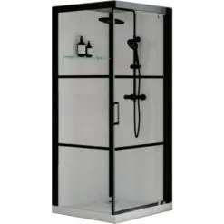 KINEDO Soldes 2022 22 KINEDO Cabine De Douche Complète Carré Brooklyn Factory Noire 90