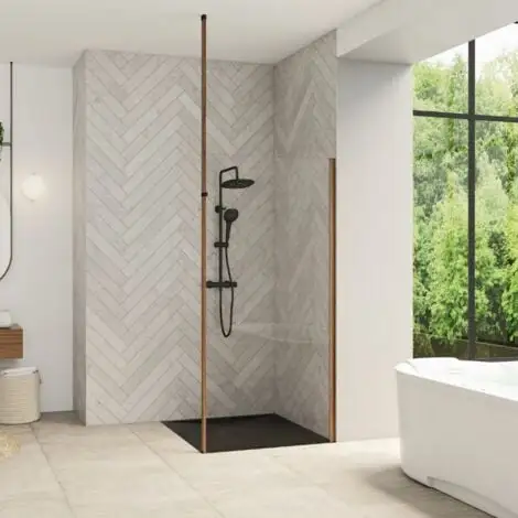 KINEDO Paroi Douche Smart Design Nordic Chêne Naturel Mât Sol Plafond, 200 X 70 1 KINEDO Paroi Douche Smart Design Nordic Chêne Naturel Mât Sol Plafond, 200 X 70