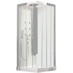 Kinedo Cabine Douche Horizon Hydromassante 80x80 Chromé Porte Coulissante