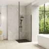 KINEDO Paroi De Douche Fixe Smart Design Solo Avec Mât, 200 X 120, Noir Mat