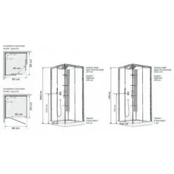 Kinedo Cabine Douche Carré Horizon 90x90 Hydromassante Acier -KINEDO Soldes 2022 59109797 3