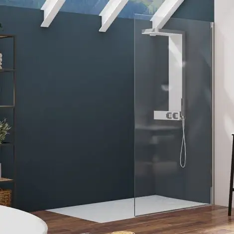 KINEDO Paroi De Douche Alpha Solo Chromé Transparent, 200 X 140 1 KINEDO Paroi De Douche Alpha Solo Chromé Transparent, 200 X 140