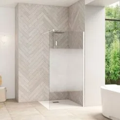 KINEDO Paroi De Douche Fixe Smart Design Solo Verre Sérigraphie Cosmos, 198,3 X 100, Blanc