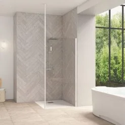 KINEDO Paroi De Douche Fixe Smart Design Solo Avec Mât, 225,7 X 100, Blanc