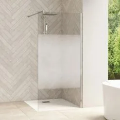 KINEDO Paroi De Douche Fixe Smart Design Solo Verre Sérigraphie Cosmos, 198,3 X 75, Chromé