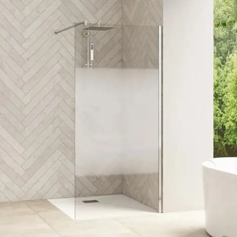 KINEDO Paroi De Douche Fixe Smart Design Solo Verre Sérigraphie Cosmos, 198,3 X 75, Chromé 1 KINEDO Paroi De Douche Fixe Smart Design Solo Verre Sérigraphie Cosmos, 198,3 X 75, Chromé