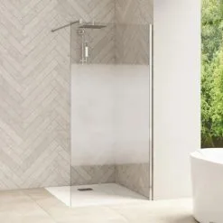 KINEDO Paroi De Douche Fixe Smart Design Solo Verre Sérigraphie Cosmos, 198,3 X 110, Chromé