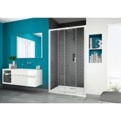 Paroi Douche Porte Coulissante Kinedo Smart C, 110, Verre Transparent Traité Anticalcaire, Blanc, Gauche -KINEDO Soldes 2022 9189114 3